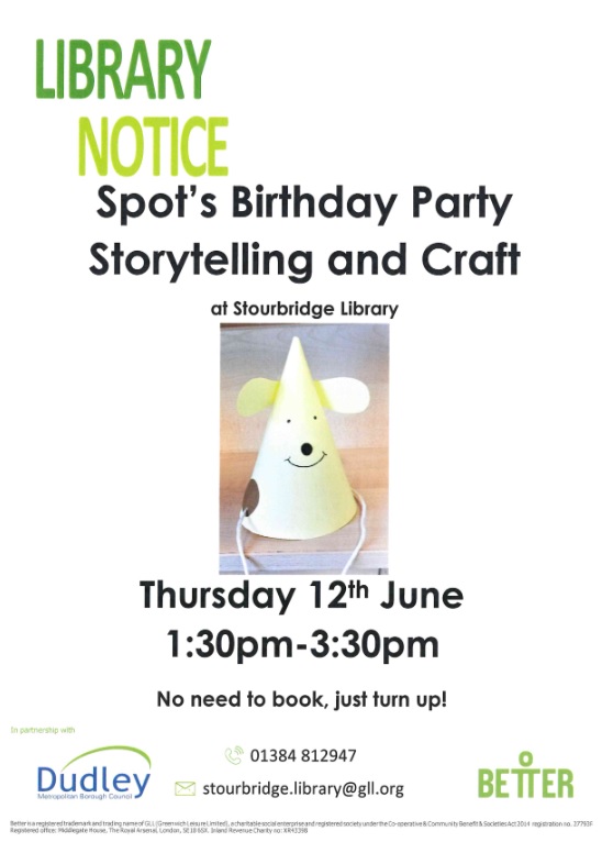 Stourbridge Library - Spot's Birthday Party, Storytelling and Craft